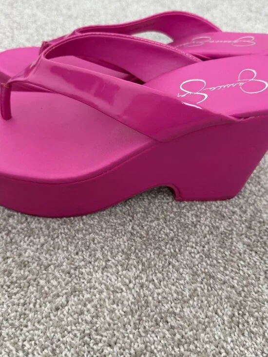 Jessica Simpson Pink Platform Thong Sandals Chunky Y2K Style Size 8 - Picture 5 of 9